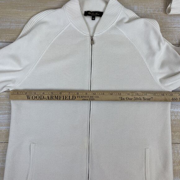 Loro Piana Women's Sweater Size 42 Cream Raglan Full-Zip Pockets Silk Blend READ - Picture 9 of 13